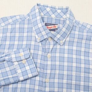Johnnie-O Hangin' Out Men's L Blue White Gingham Plaid Button Down Shirt Shelley